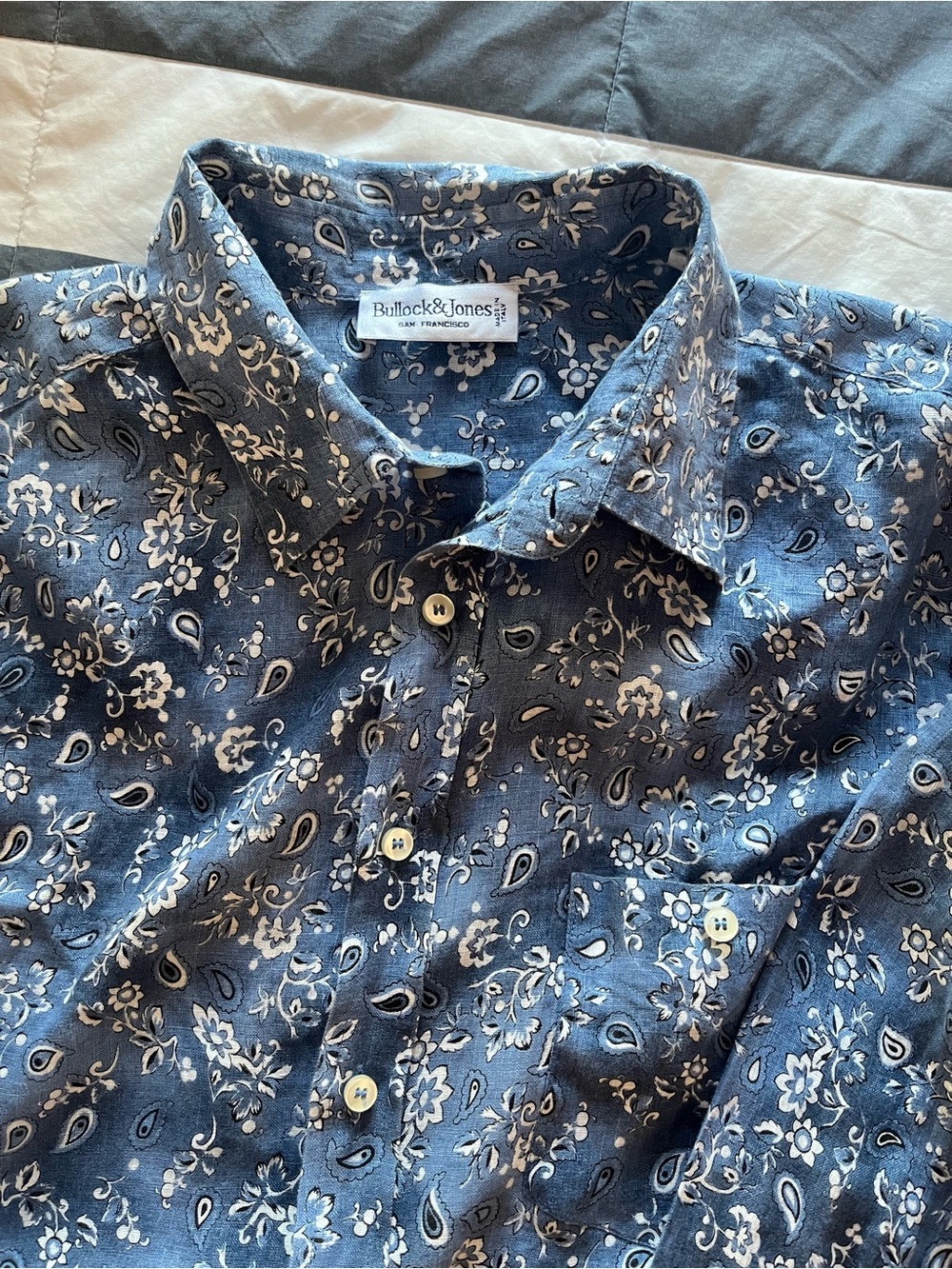 Bullock & Jones Men's bandana Floral Linen Button-Down Shirt